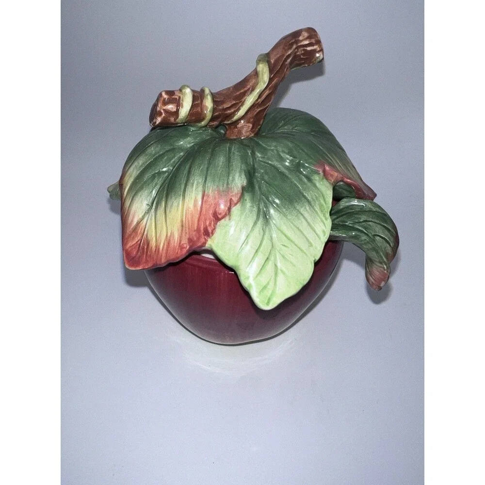 Fitz & Floyd Country Gourmet Apple Ceramic Jam/Jelly Jar with Spoon & Lid Rare